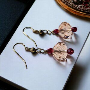 Czech Rondelle Crystal with Swarovski Bicone Accent Earrings